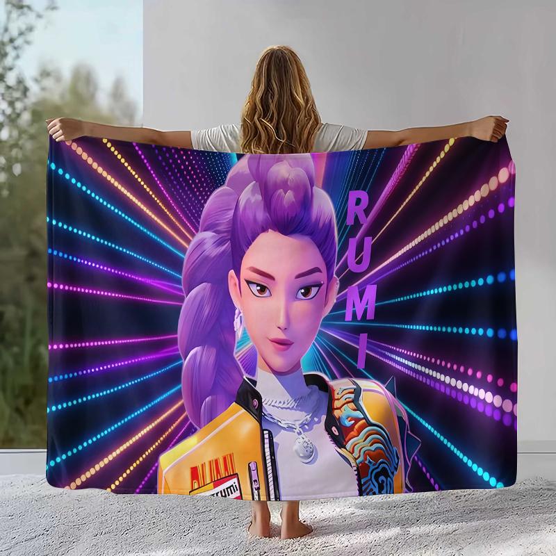 

K-Pop Demon Hunters Golden Saja Boys Flannel Blanket,Ultra Soft Warm Plush Throw for Home Bedroom Bed Sofa Cover Office picnic 75x90cm
