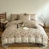 4pcs Vintage Lace Style Bedding Set Nordic Floral Duvet Cover Set Flat Sheet Twin Double Size Bed Sheet Set For Bedroom Decor