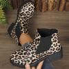 Large Size New Autumn and Winter Leopard Print Thick Heel Platform Martin Boots European and American Short Boots