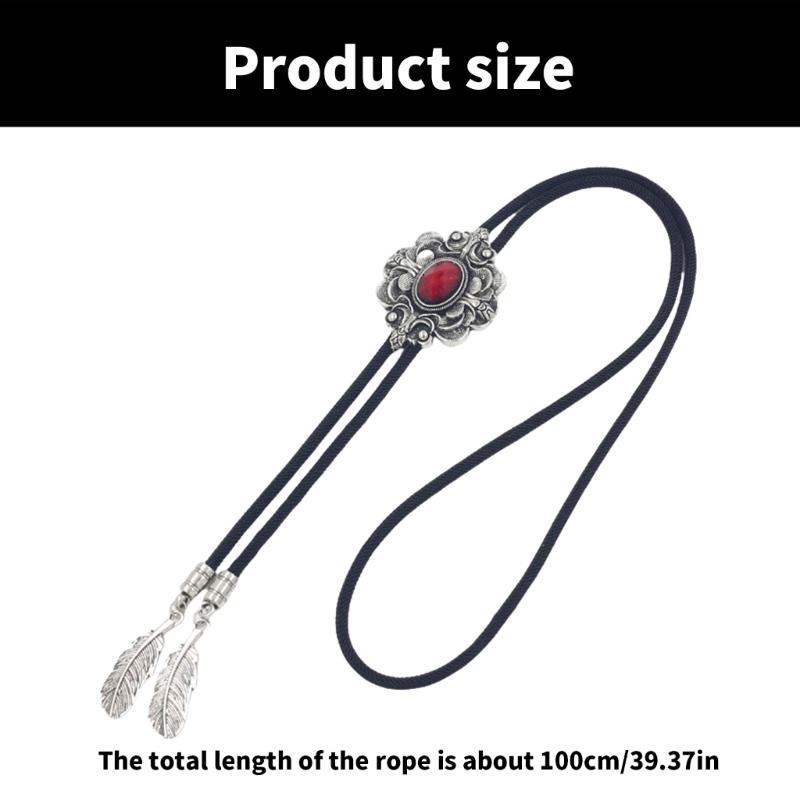 Engraving Stone Bolo Tie Carved Necktie for Shirt Jeans Western Necklace Braided Shoestring Necktie Bolo Tie