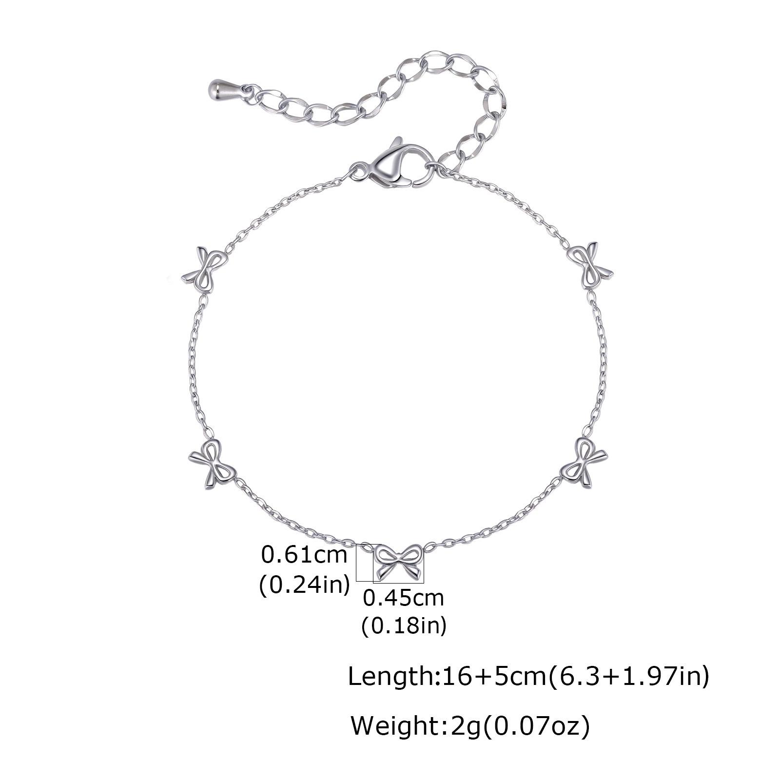 Wind Stainless Steel Flat Cross Chain Bow Women S Niche Exquisite Bracelet Nc-