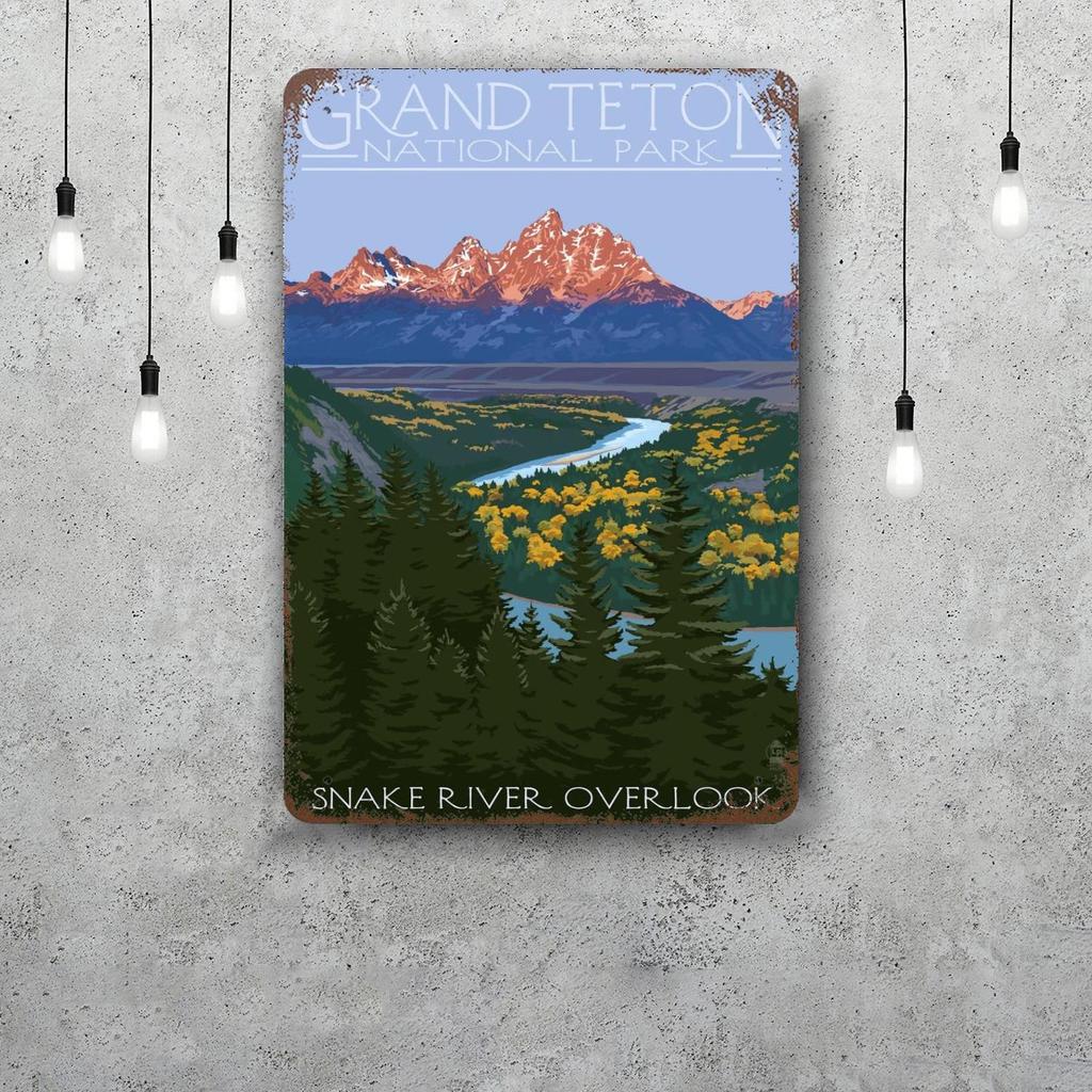 grand teton national park Funny Bar Metal Sign Retro Plaque Vintage Sign Alcohol Drinker Pub Club Kitchen Wall Decoration