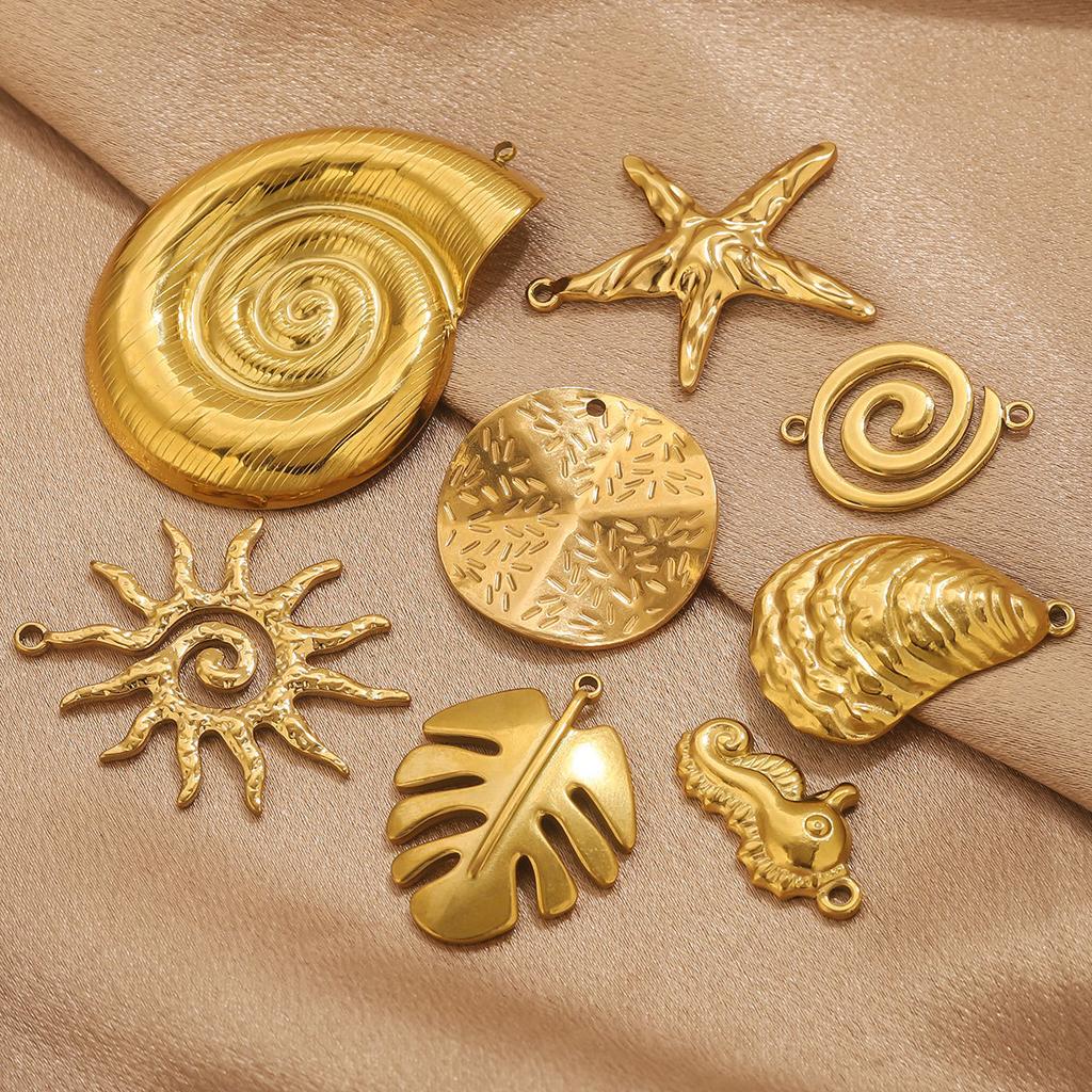 Yori 5 Stück Wasserdicht Edelstahl Seepferdchen Muschel Halskette Anhänger für Schmuckherstellung DIY Hohe Qualität Charms