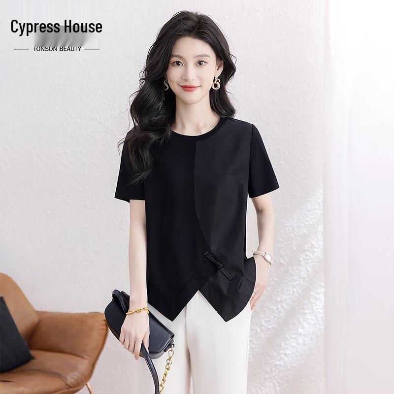 

Sibaishe Women s Round Neck Split Hem T-Shirt M