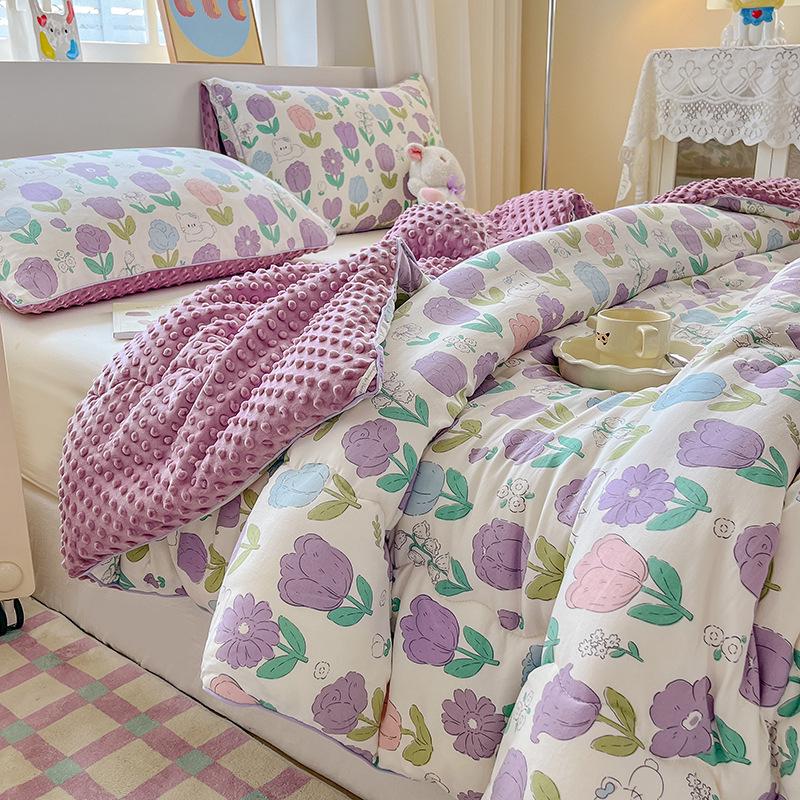 Class A Double-Layer Gauze Soy Fiber Quilt for Home and Dormitory - Single/Double Size for All Seasons