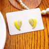 Enamel Heart White Yellow Color Stud Earrings For Women Girl Wedding Jewelry Lady Temperament Earrings