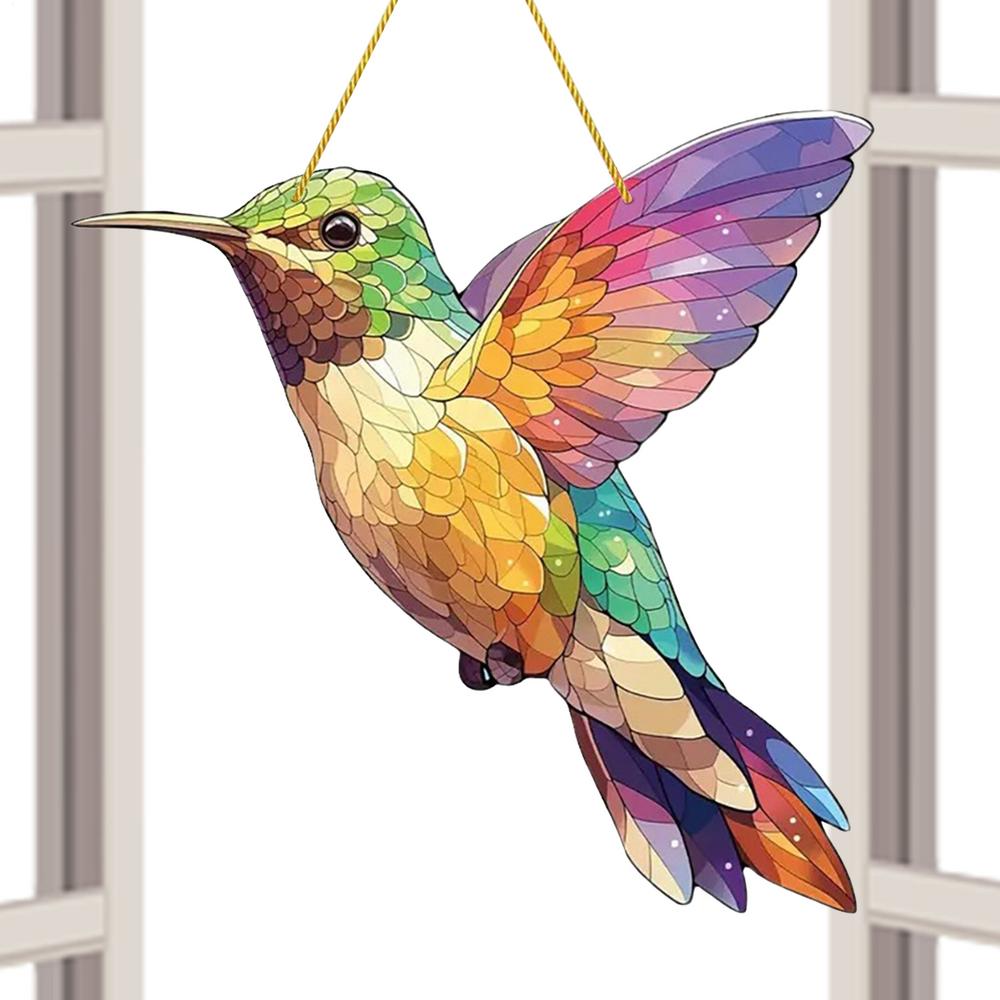 Colorful Hummingbird Sun Catcher Acrylic Sun Catcher Acrylic Rainbow Bird Wind Chimes Crafts Home Garden Pendant Decoration