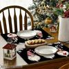 Christmas Placemats for Dining Table, Black Background Xmas Gnomes Home Kitchen Placemats, for Table Decoration, Banquet, Kitchen, Party, Hotel, Resta