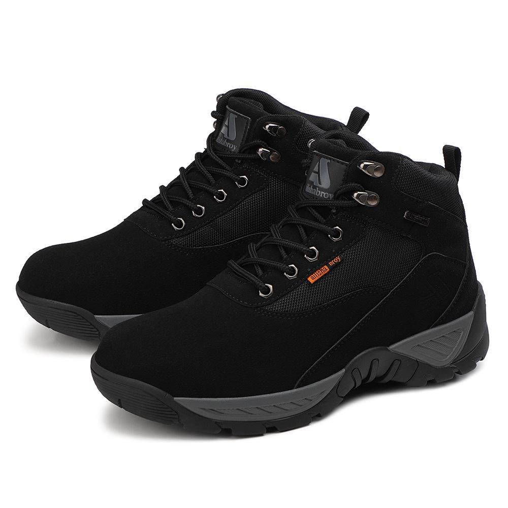 Men s Faux Leather Tactical Combat Boots - Mid-Top, Autumn/Winter, Military-Style Hiking Boots 47 чёрный