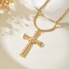 Stylish and Simple Thread Rotating Cross Necklace, Personalized Diamond-encrusted Versatile Twist Thick Chain Neck Chain