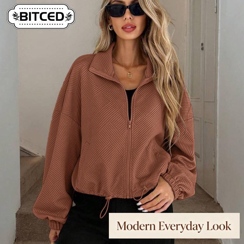 BITCED Women's Vintage Casual Solid Color Print Autumn Winter Long Sleeve Jackets & Coats