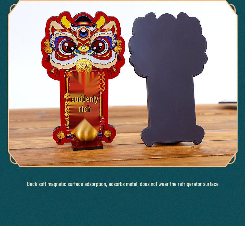 Chinese Lion Dopamine Magnetic Doorbell: Festive Décor for Wealth & Fortune, New Year, Holiday, and Housewarming