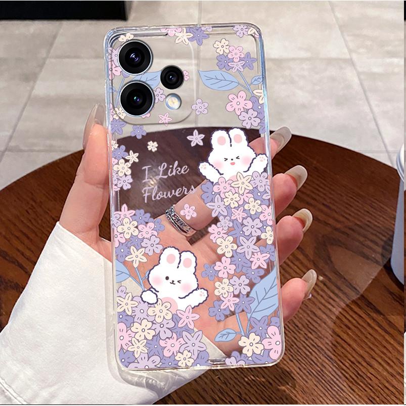 For Oppo Reno 15C 5G PMD110 Case Clear Luxury Cute Love Rabbit Funny Painting TPU Soft Silicone Casing For Oppo Reno15C 5G Cover