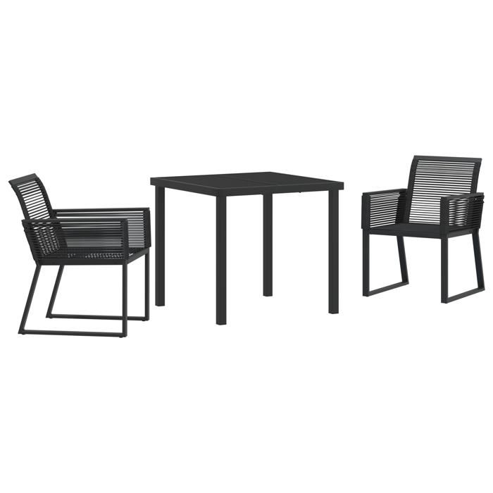VidaXL Ensemble de Salle à Manger de Jardin 3 Pièces Noir Poly Rattan 3379310