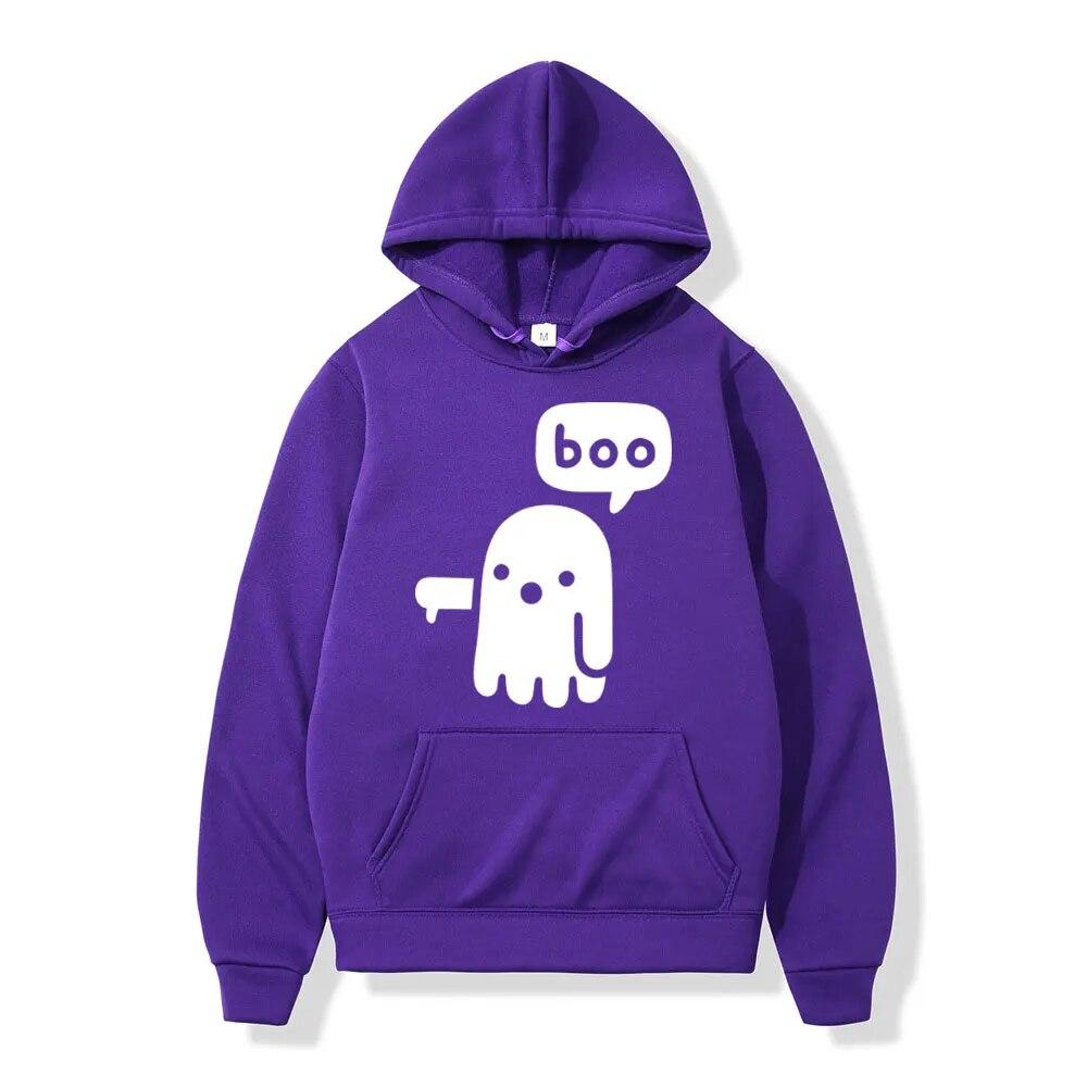 Funny Boo Ghost Printing Hoodie Unisex's Women High Quality Fleece Hoodies Casual Fashion Oversized Hooded Sweatshirts Streetwear