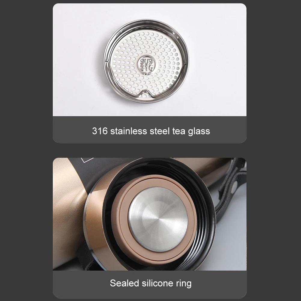 1000ml Vacuum Double Insulation Cup with Handle Portable Sports Bottle Stainless Steel Outdoor Vacuum Flask for Hot Cold Drinks