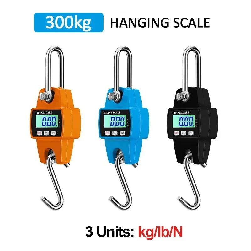 300kg Electronic Stainless Steel Hook Hanging Scale Kg/Lb/N Portable High Precision Crane Scale LCD Digital Industrial Scales