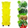 Vertical Planter Tower Garden, 6 Tiered Planter Stackable Herb Garden Planter with Movable Casters and Bottom Indoor and Outdoor