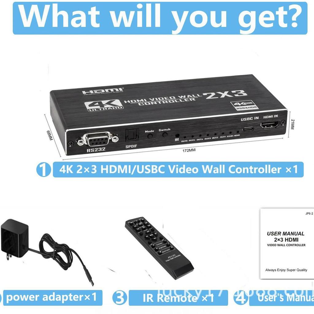 HD 4K Screen Controller: Combines Six Monitors into One Large Display (2x3)