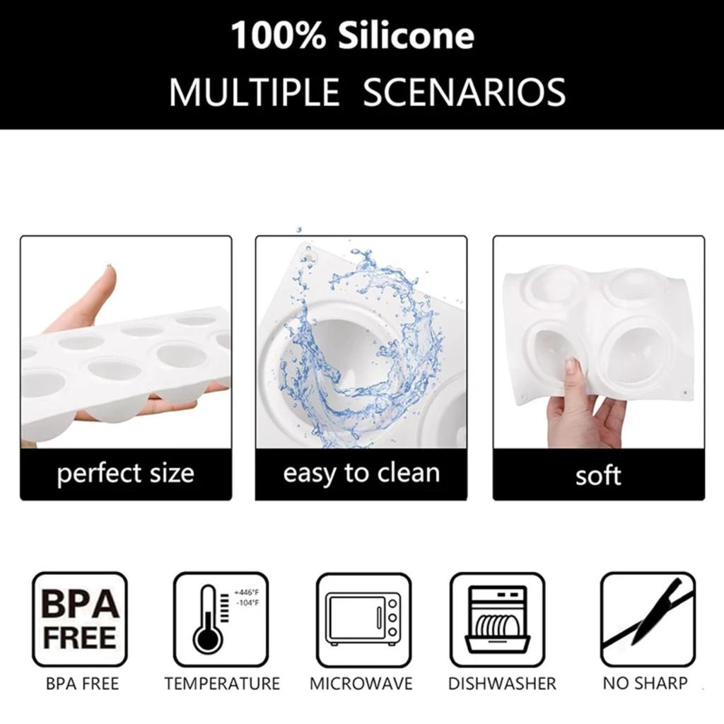 8 Cavity Cake Silicone Mold Round Spherical Mousse Mould for DIY Chocolate French Dessert Pastry Pudding Cupcake Baking Tools