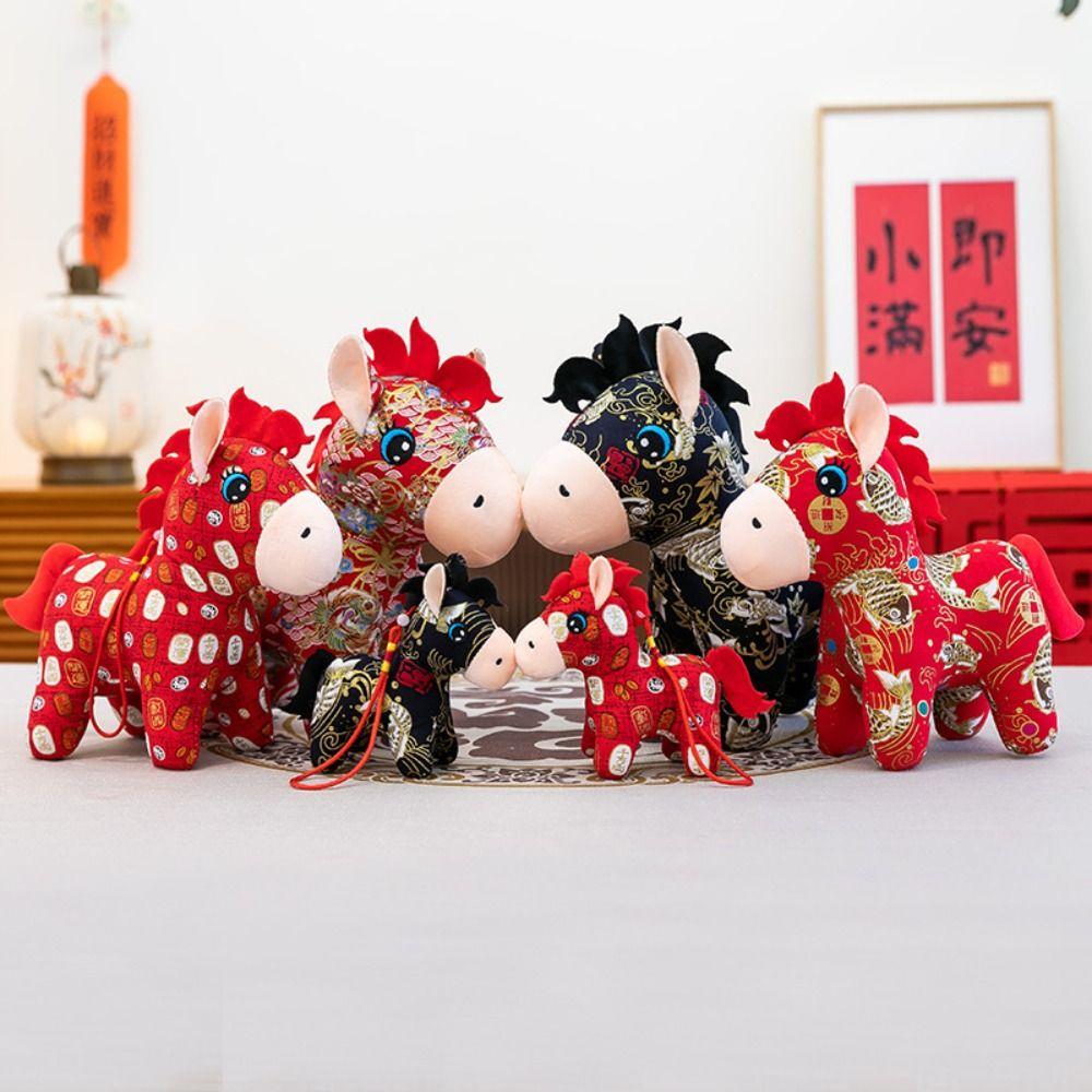 15/20cm Chinese Zodiac Horse Lucky Pony Plush Doll Wealth Pony New Year Mascot  Festival Gift