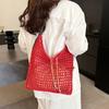 Summer Lazy Wind Hollow Straw Bag Large Capacity Shoulder Tote Bag Hand Woven Holiday Beach Bag