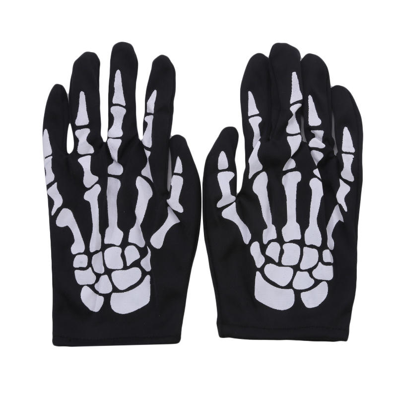 Adult Halloween White Skeleton Gloves Fashion Skull Mitten Ghost Claw Skull Glove Stretch Cosplay Goth Mittens Accessories