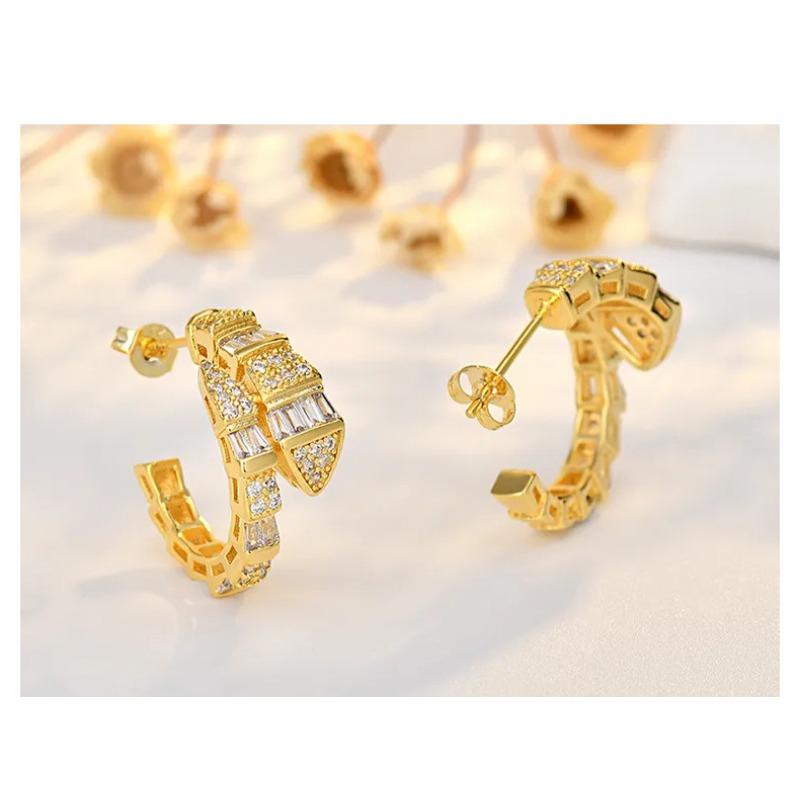 Snake Shape Zircon Stud Earrings Personalized Niche Luxury Jewelry For Women
