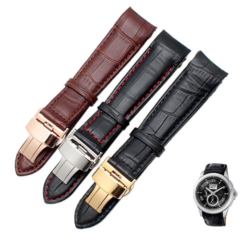 Curved End Men's Watchband for Citizen BL9002-37 05A BT0001-12E 01A Watchstrap Genuine Leather with Butterfly Buckle 20 21 22mm