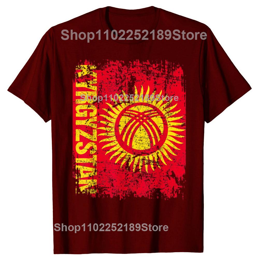 

KYRGYZSTAN Flag Vintage Kyrgyz Power T Shirt Tee Tops Round Neck Short-Sleeve Fashion Tshirt Clothing Casual Basic T-shirts S