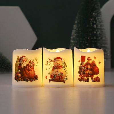 Set Candele di Natale Vecchio Albero Pupazzo di Neve Vigilia di Natale Carnevale Ornamenti Romantici Luce LED Decorazione Natalizia Candele Luce