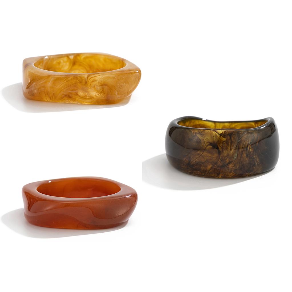 Ingemark 3 Styles Exaggerated Resin Plastic Wide Bangles for Women Vintage Stackable Bracelets Y2K New Year Hand Jewelry Gift