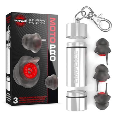 EarPeace PRO Ohrstöpsel fürs Motorrad 6 Stück in 2 Größen Lärmreduzierung für den Motorsport wie Schalldämmwert von Gehörschutzstücken