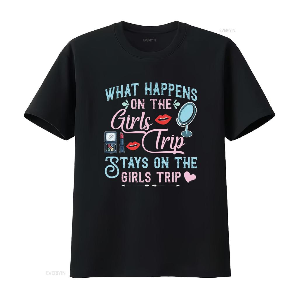 What Happens On The Girls Trip Stays Funny Vacation T Shirt Vintage Washed Unisex Slightly Comfortable Versatile Casual