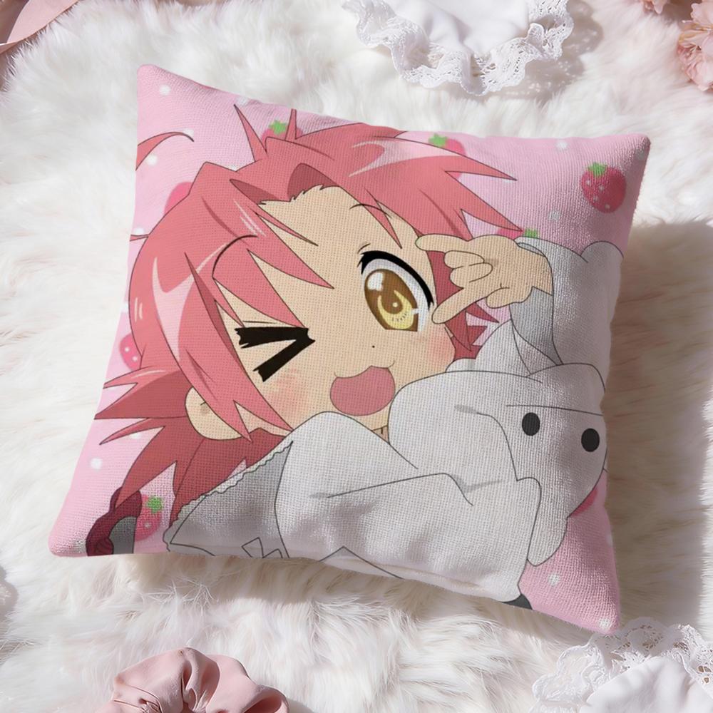 L-Lucky Star Anime Cushion Cover Premium Comfort Reversible Pillow Cove -Two In One Design for Any Room & Car Interior
