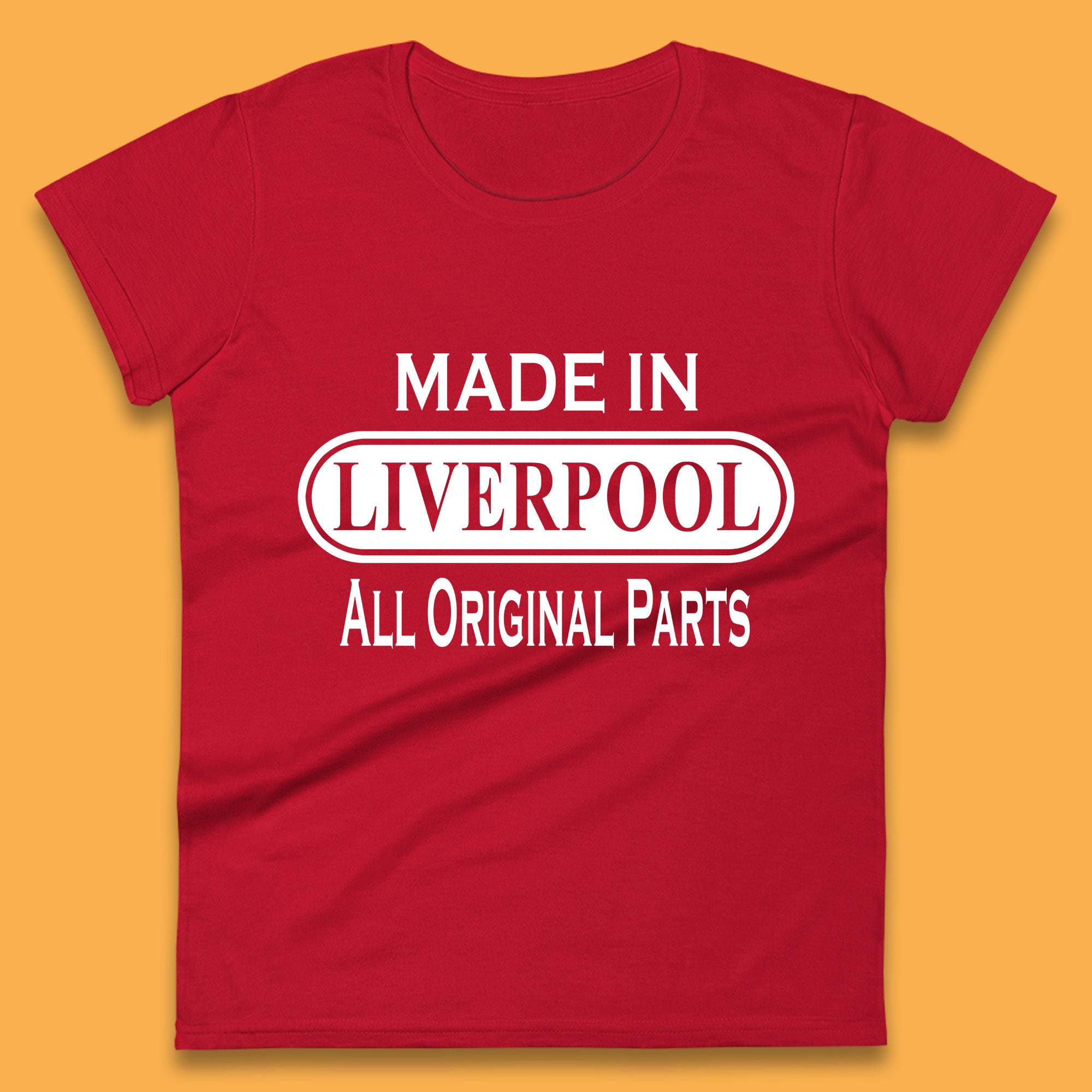 

Made In Liverpool All Original Parts Vintage Retro Birthday City in North West, England Gift Womens Tee T Shirt Mens Tops Unisex Top XL