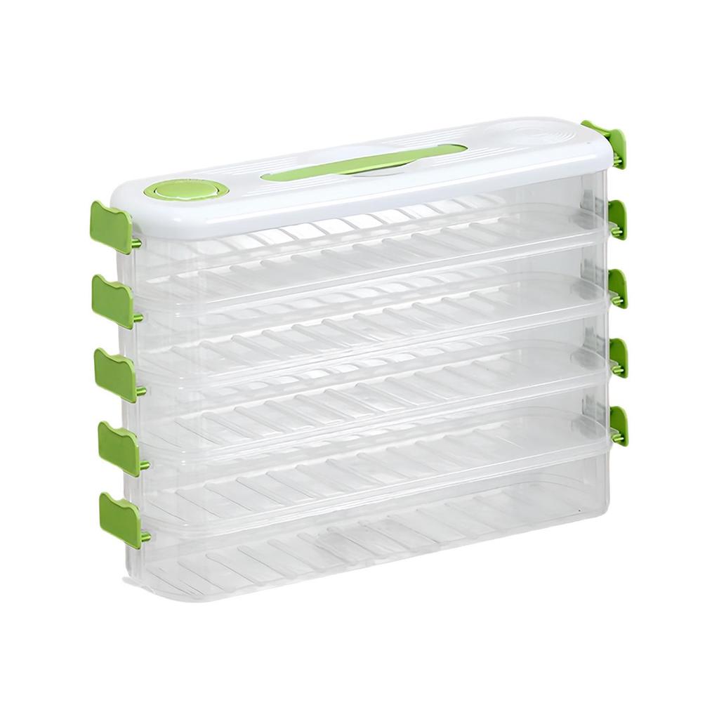 Multi-layer Wonton Storage Container with Lid, Stackable Fresh-Keeping Organizer.