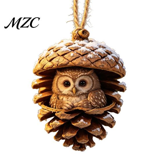 Durable Holiday Ornaments Forest Animal Acorn Ornaments, Cozy Woodland Christmas 2D Acrylic Realistic Hanging Decor Pine Cone Pendant for Xmas