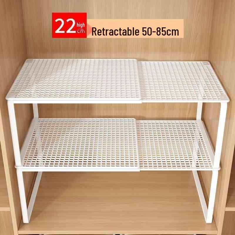 Expandable Wardrobe and Kitchen Organizer: Layered Shelves, Closet Dividers, Shoe Rack, and Gadget Storage