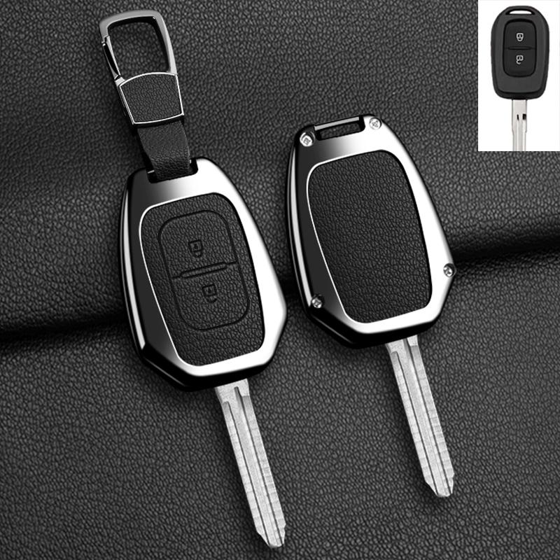For Renault Kwid Traffic Symbol For Dacia Sandero Logan Duster - Zinc Alloy Leather Car Key Case Cover Auto Accessories