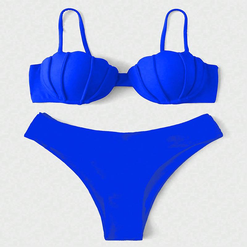 

2025 Сексуальный европейский и американский женский купальник бикини на бретелях для пляжа и горячих источников Small синий