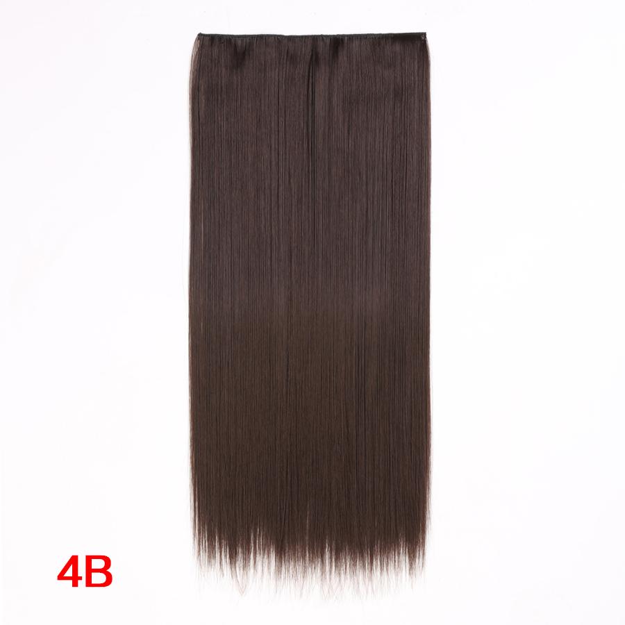 Leeons 5 Clips In Hair Extensions Synthetic Straight Heat-Resisting Fiber Clip On 24 Inch Blonde Brown Fashion Color For Women