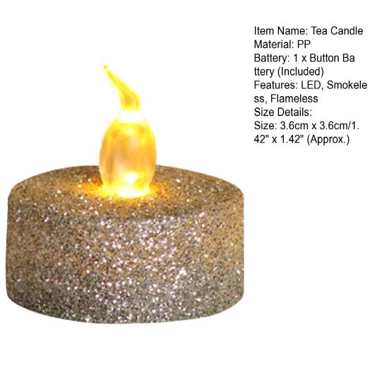 Tea Candle Flameless Smokeless Glitter Lightweight Shining LED Candle Light Christmas Decoration