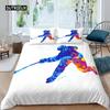 Ice Hockey Duvet Cover Set Boys Puck King Size Sports Games Theme Bedding Set for Kids Youth Adult Men Winter Match Quilt Cover