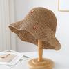 New Spring and Summer Sweet Small Fresh Straw Hat Ladies Pastoral Strawberry Decorative Straw Hat Vacation Shade Sun