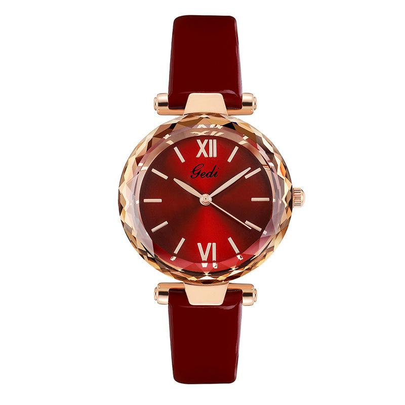 Ladies Big Red Belt Fashion Student Quartz Waterproof Watch красный