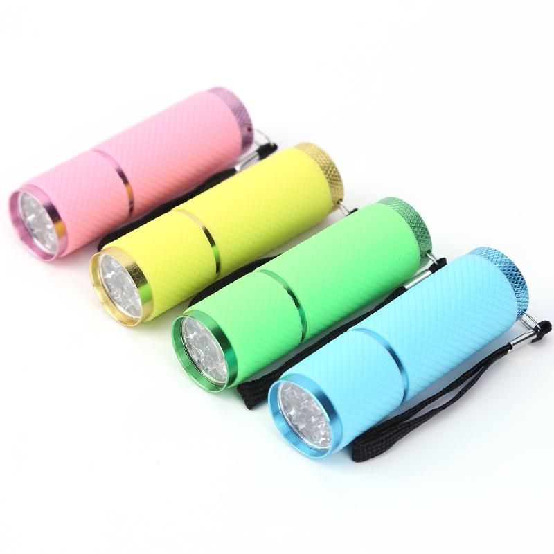 Portable Mini Torch 9 LED Flashlight Aluminum Alloy Night Fishing Torch with Lanyard Outdoor Camping Light Waterproof Flashlight