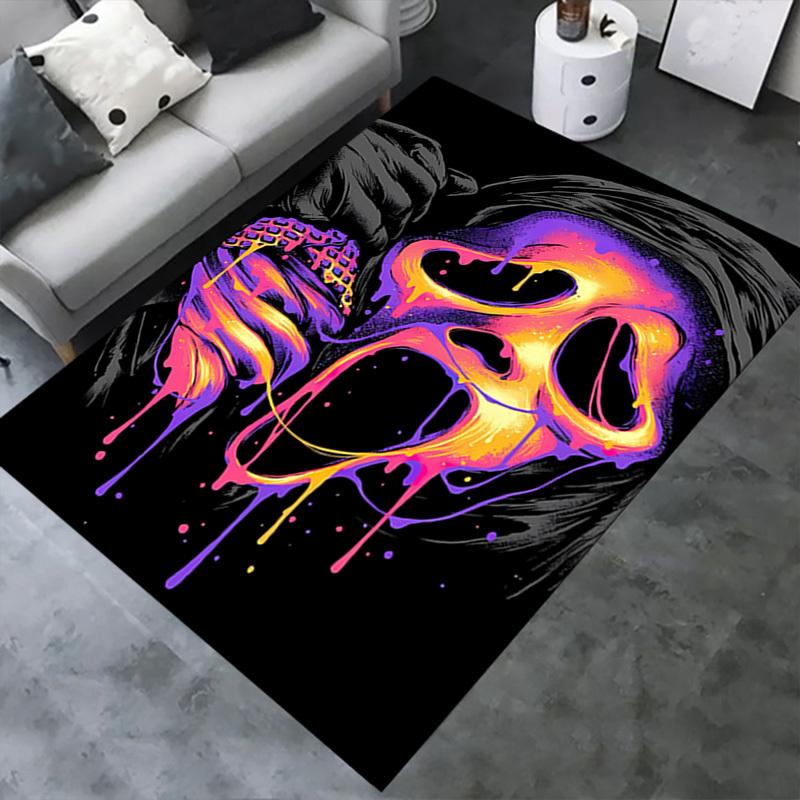 Alfombra de Oficina Cara de Fantasma Alfombra de Entrada Suave de Poliéster Lavable Antideslizante Lavable a Máquina Interior Ca