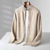 Autumn And Winter Pure Wool Knitted Double-Strand Thickened Stand-Up Collar Cashmere Cardigan Men'S Versatile Long-Sleeved Cashmere Jacket