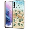 Phone Case For Samsung S24 Ultra S23 FE S22 S20 S21 5G S10 S9 Plus S10E S8 Soft Clear lovely Cartoon sea turtle ocean blue Cover